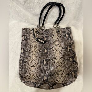 Cynthia Rowley Snake-Print Leather Tote in Gray and Black